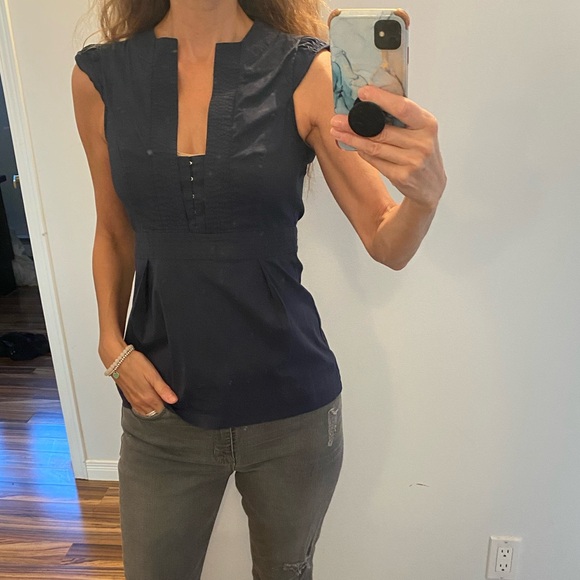 BCBG MaxAzria shirt navy blue size XS - Picture 9 of 9